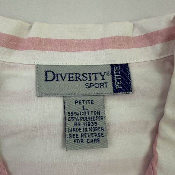 Diversity Womens Vintage 90s Button Up Shirt Size L P Pink White Stripe Boxy Fit - Picture 6 of 11